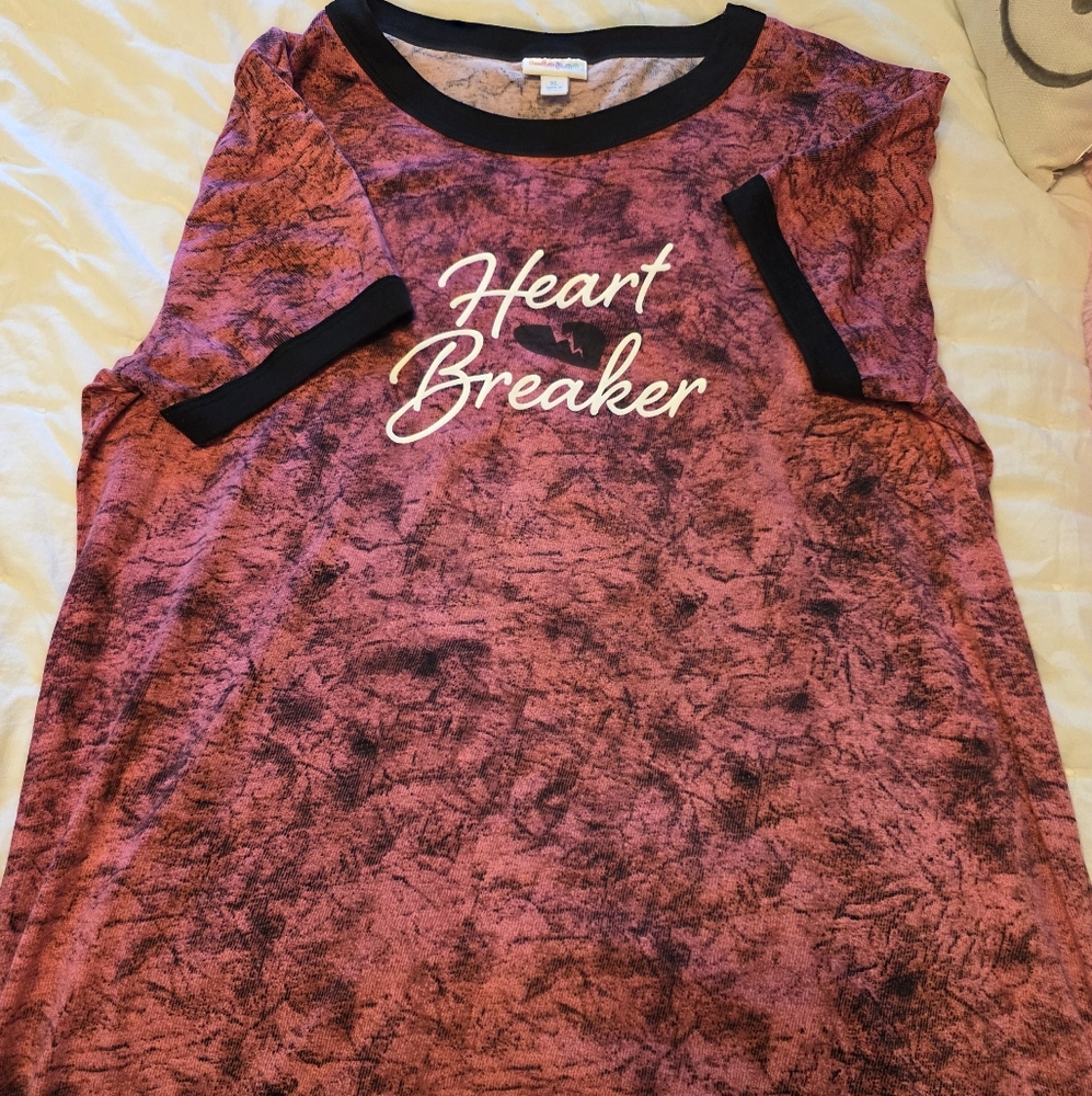 LuLaRoe Pink and Black Heart Breaker Tee